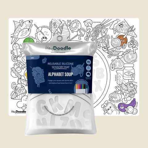 Alphabet Soup Sensory Coloring & Doodle Mat