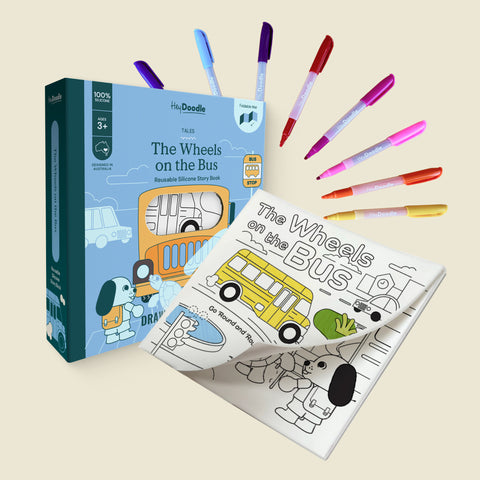 Wheels on the Bus Tales - Reusable Coloring Book