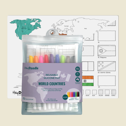 World Countries Classic Coloring & Doodle Mat