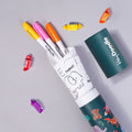 Set of 15 reusable silicone coloring mats by HeyDoodle, with playful animal designs, in a compact pack on a light gray background.