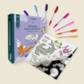 HeyDoodle silicone coloring mat with vivid markers, an open page of sharks and sea creatures—ideal for creative science play.