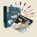 HeyDoodle Twinkle Twinkle Little Star silicone coloring mat set with pens, cartoon animals, stars, and easy-wipe outlined designs.